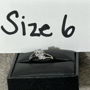 1/2 ct Cubic Zirconia ring set in White gold plated Sterling silver!